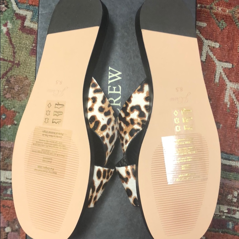 J.Crew Cross-strap sandals ivory leopard calf hair AJ146 - Picture 7 of 8